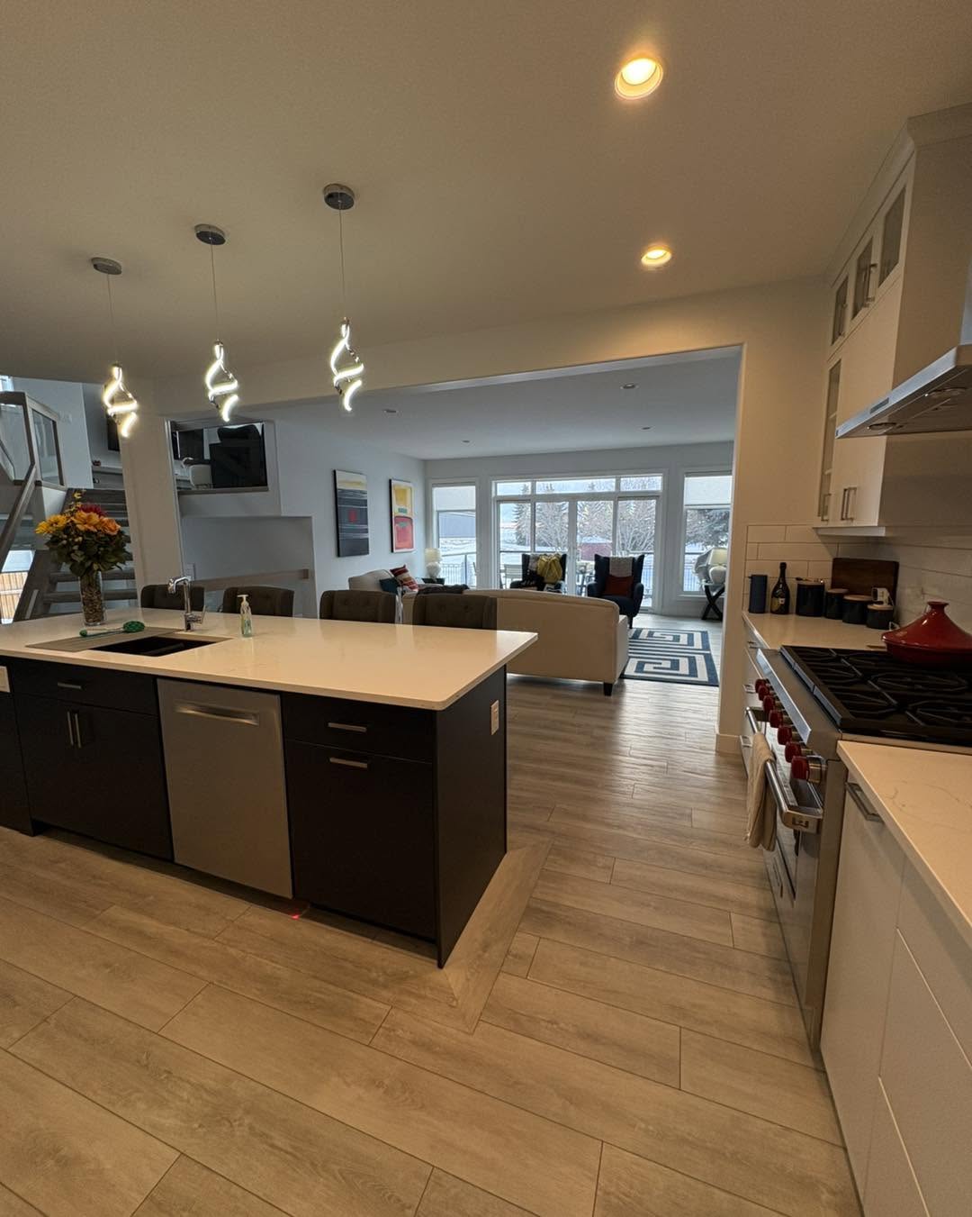 Freshly wiped kitchen countertops